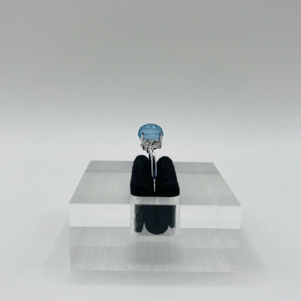 Chalcedony and Natural Diamond Silver Ring - Picture 4 of 6